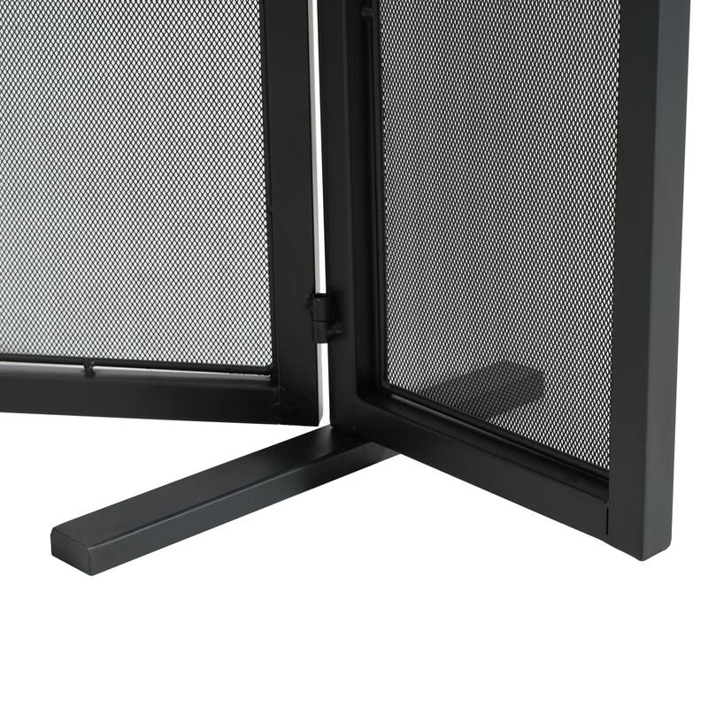 Christopher Knight Home - Quiana Modern Iron Fireplace Screen with Minimalist Mesh Panels - 40" W x 31" H