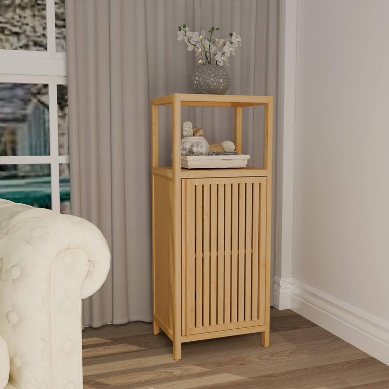 41 inch multi-scene use large capacity single door locker with one shelf - Natural