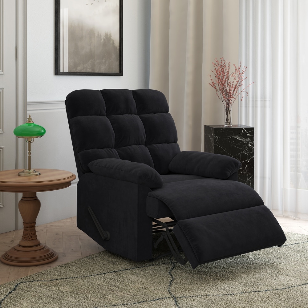 ProLounger Plush Low-Pile Velour Tufted Back Extra Large Wall Hugger Reclining Chair - Smoke Gray