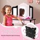 preview thumbnail 9 of 7, Pink MDF Vanity Set with Removable Tri-Folding Mirror and Leopard Print Perfect Gift for Kids - 24" x 11" x 38.5" (L × W × H)