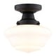 preview thumbnail 8 of 11, VAXCEL Eastgate 1-Light Schoolhouse Semi Flush Mount Ceiling Lighting Fixture, White Frosted Opal Glass Shade
