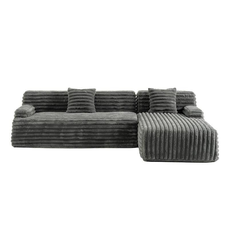 Modern Modular Cloud Sectional Sofa Free-Combined Couch with 2 Throw Pillows for Living Room