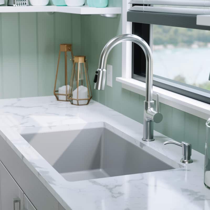 Karran Undermount 32.5 in. Large Single Bowl Quartz Kitchen Sink