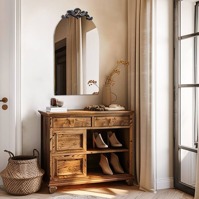Vintage Ornate Baroque Arched Wall Mirror