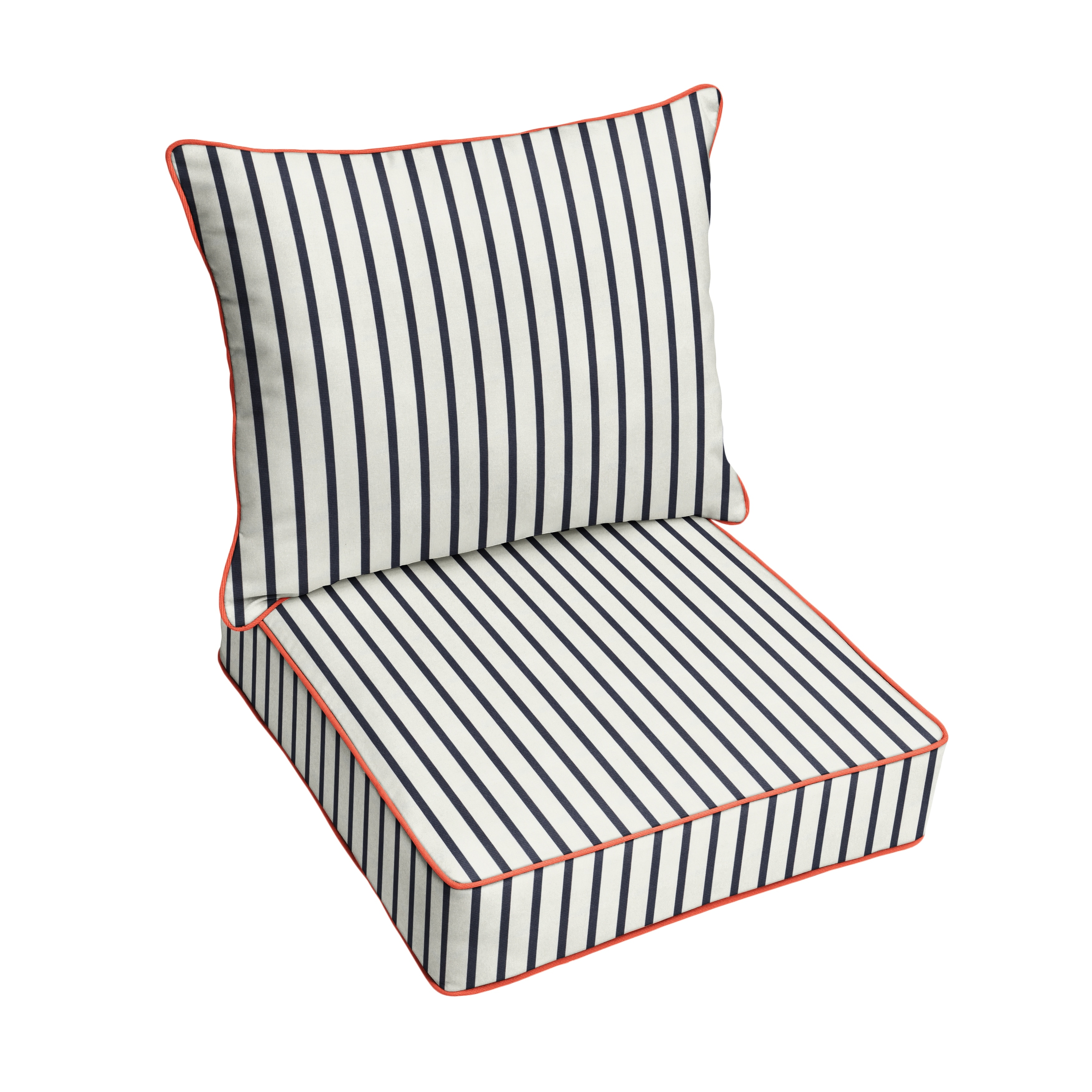 Blue White Stripe with Melon Indoor Outdoor Corded Pillow Chair