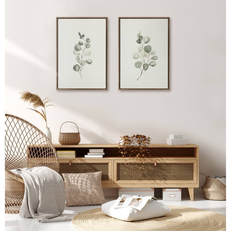Kate and Laurel Sylvie Eucalyptus Framed Canvas Set by Maja Mitrovic of Makes My Day Happy