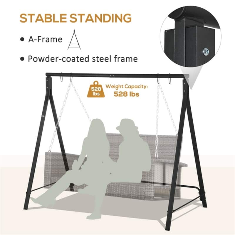 Rotating Hammock Steel Swing Stand with Stable A-Frame Design and Spring Buckle for Porch Balcony or Garden