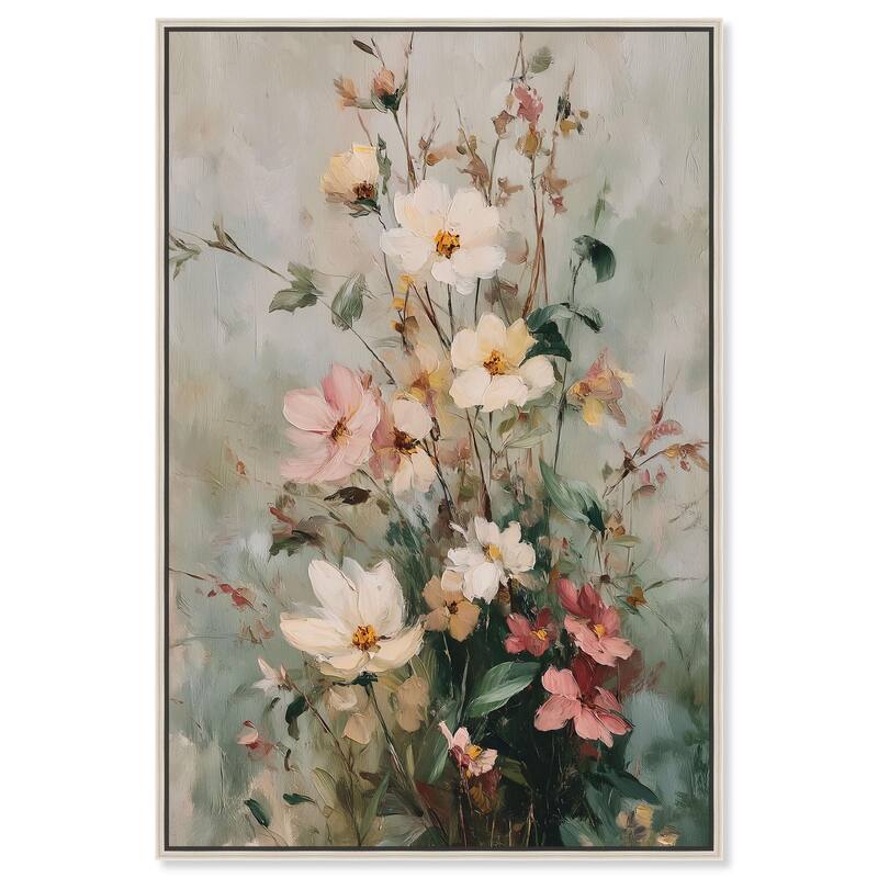 Vintage White Whispers Canvas by Art Remedy - Silver - 24" x 36"