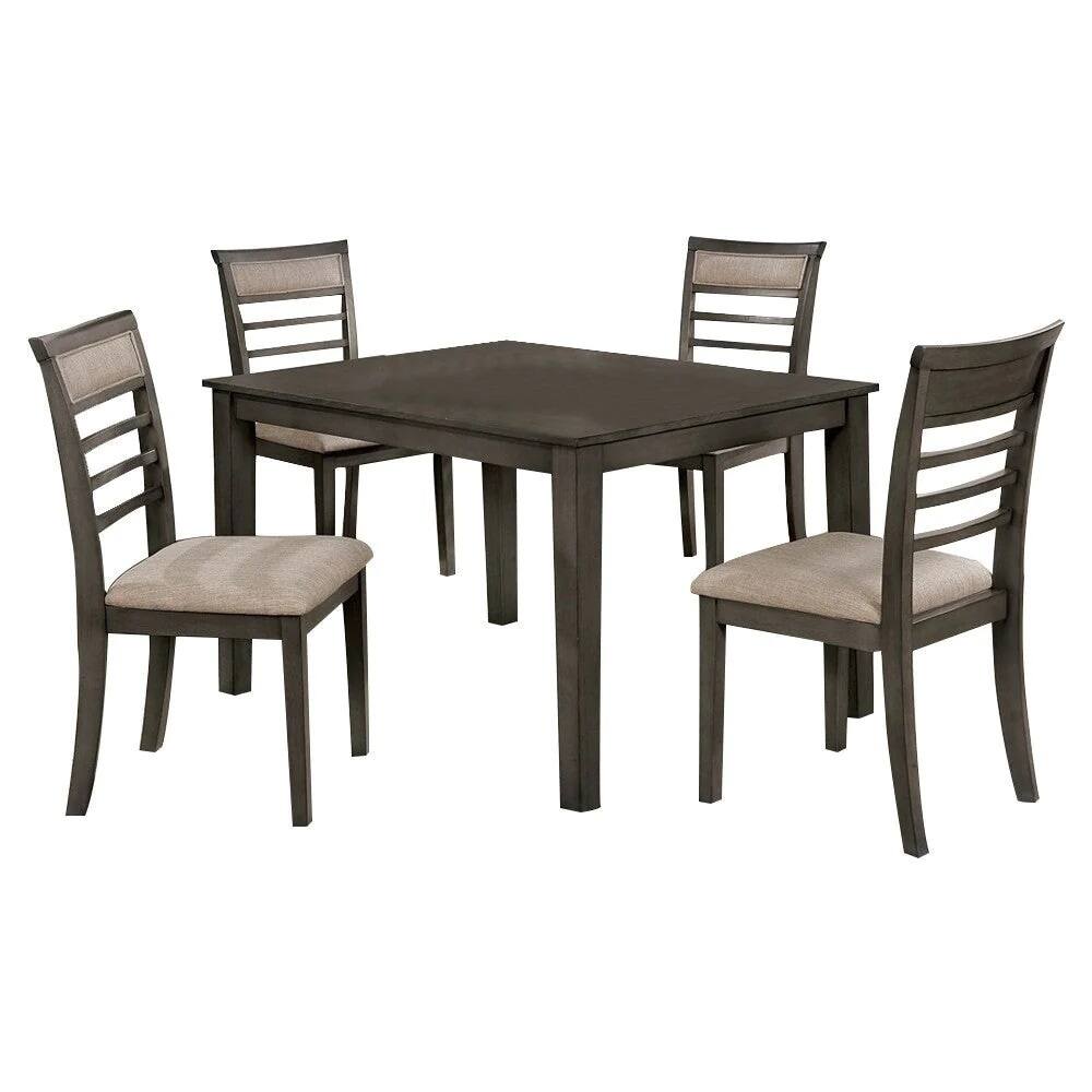5 Pc Dining Table Set Dining Chairs & Table Solid wood Padded Fabric Cushions Slat Back Chair