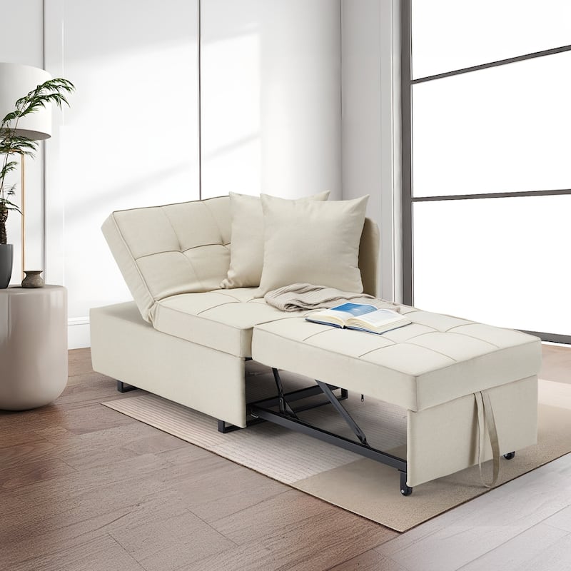 EROMMY Sleeper Sofa Chair Bed , Adjustable Backrest Pull Out Sofa Bed with Faux Linen Sofa Fabric