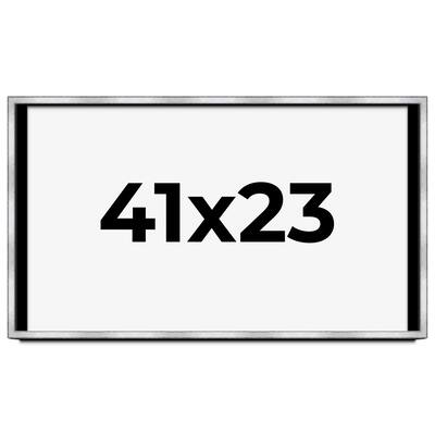 41x23 Shadow Box Frame Silver | 1.375 Inches Deep Real Wood