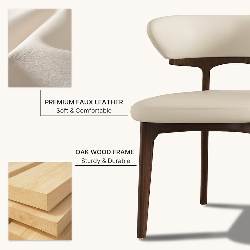 Faux Leather Dining chairs,Black Solid Wood, Beige Faux Leather, Set of 2, Not Assembled need