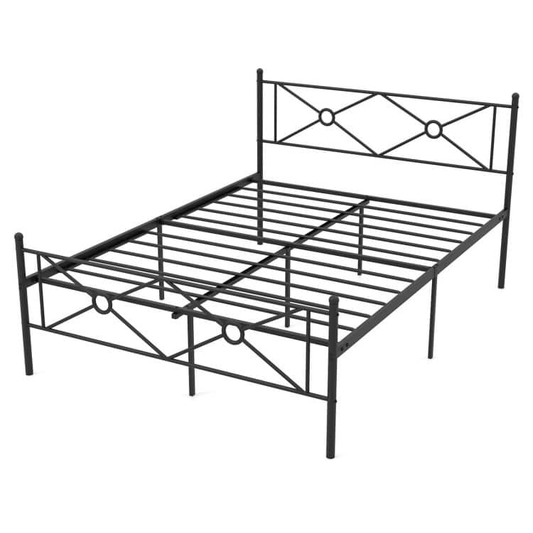 Full/Queen Size Metal Platform Bed Frame with Headboard and Footboard - Full