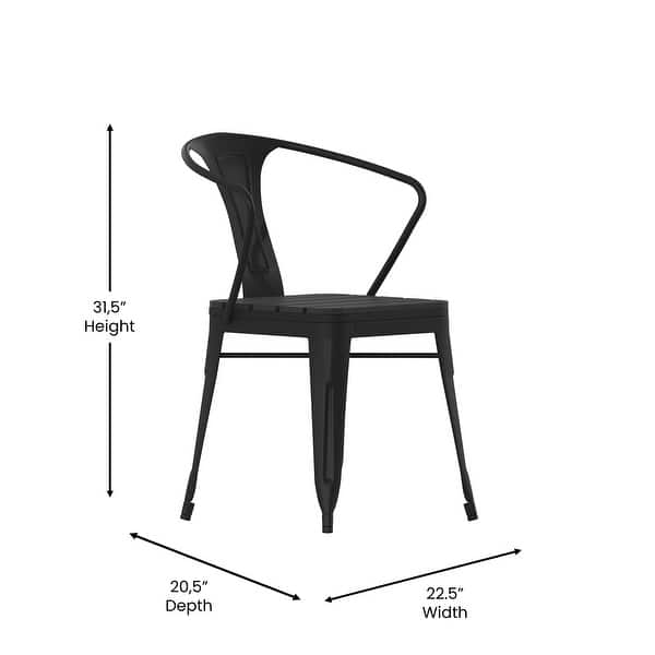 dimension image slide 0 of 2, All-Weather Resin Top Square Table & 4 Metal Chairs with Poly Resin Seats - 31.5"W x 31.75"D x 28.25"H