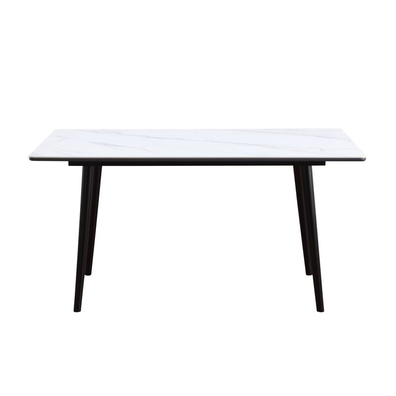 Modern Contemporary Dining Table 1pc White Sintered Stone Table Stylish Dining Furniture