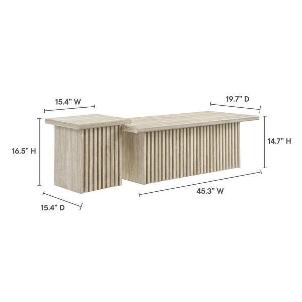 Render Nesting Faux Travertine Coffee Tables Set of 2