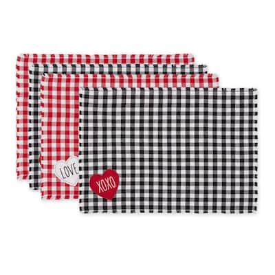 Love and Xoxo Checkers Embellished Placemats (Set of 4) - Set, 13x19"