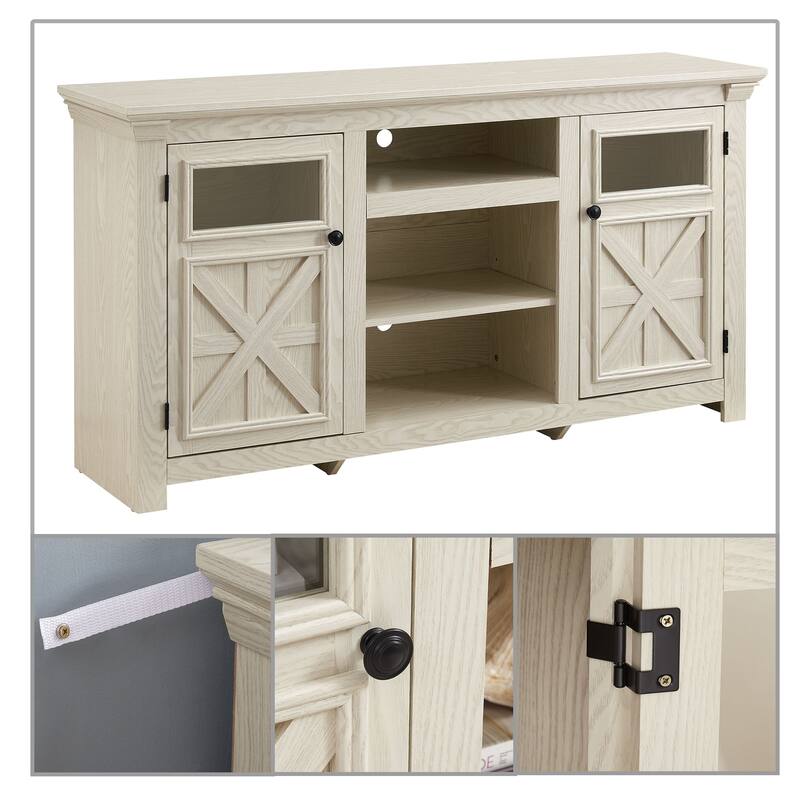Vintage Farmhouse Style Wooden Storage Sideboard with Cable Management Holes