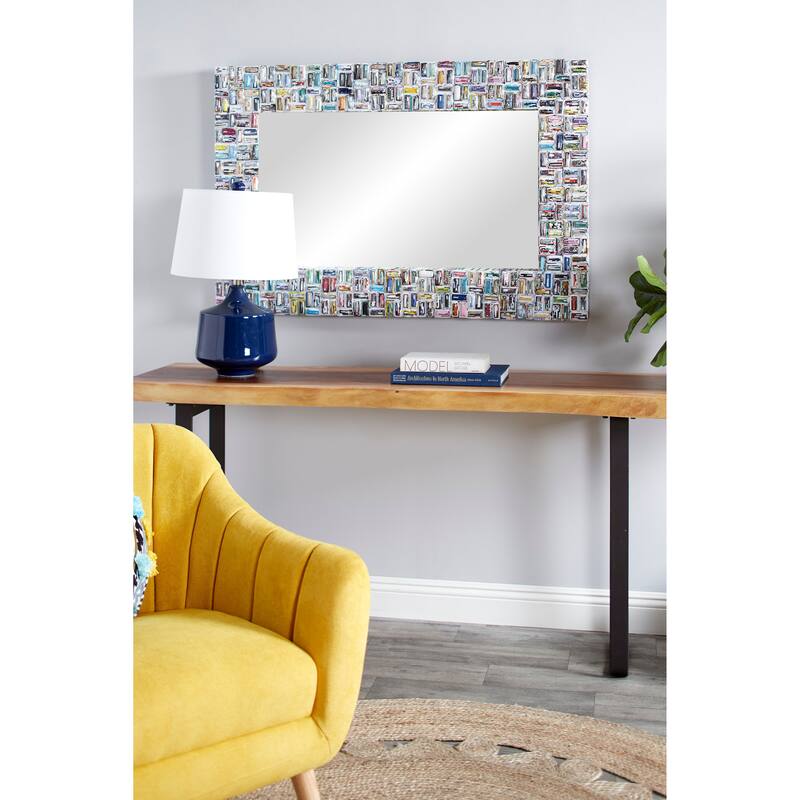 Multi Colored Paper Handmade Recycled Magazine Frame Room Wall Mirror - Multi Colored