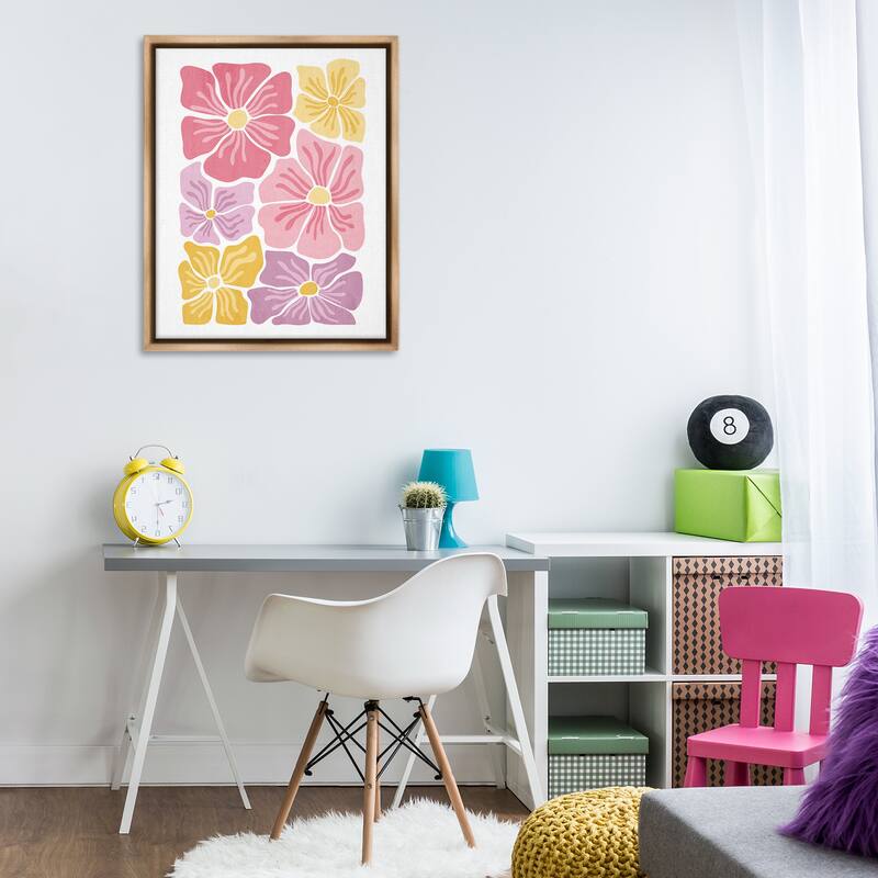 Stupell Pastel Hued Flower Blossoms Framed Floater Canvas Wall Art Design By Kim Allen