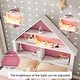 preview thumbnail 4 of 7, White+Pink Full Size House Bed with Bookcase Headboard and LED Light for Kids