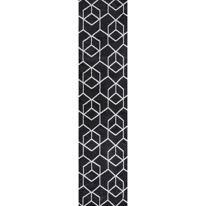 JONATHAN Y Cole Blocks Modern Geometric Area Rug - 2 X 8 - Black/White