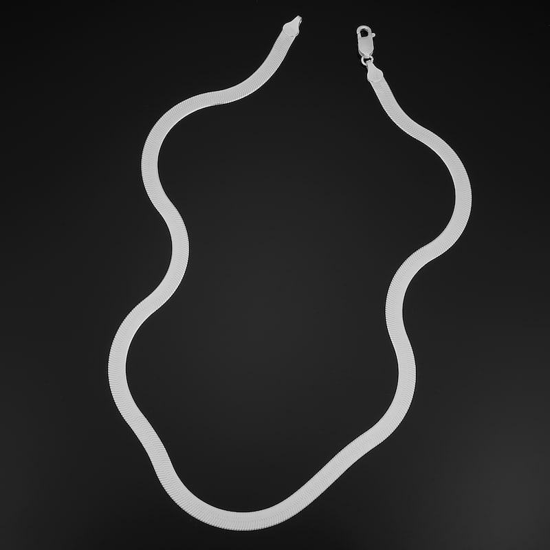 Sterling Silver 5.5 millimeter Herringbone Necklace for Men and Women - Made in Italy