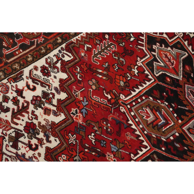 Hand Knotted Oriental 100% Wool Carpet Traditional Medallion Red Heriz Area Rug - 10' 11'' X 8' 4''