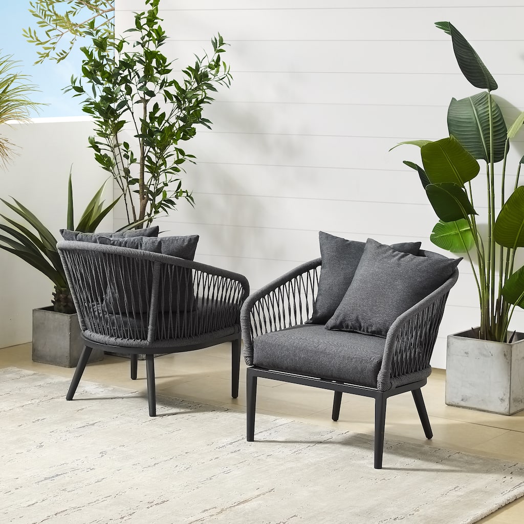 Dover 2Pc Indoor/Outdoor Rope Armchair Set - 23.25"x28.88"x30.25"