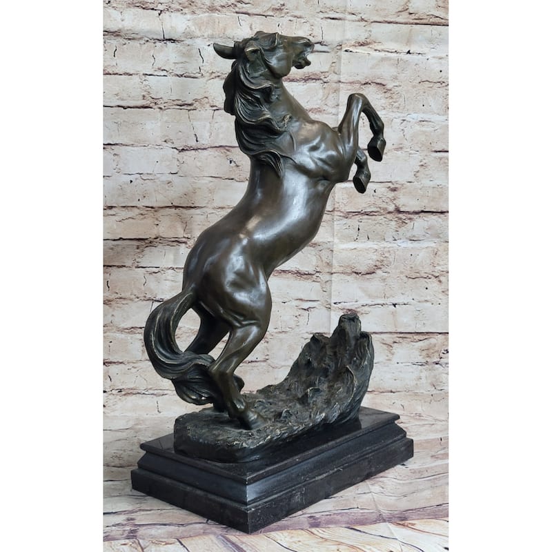 Rearing Horse On Hind Legs Bronze Sculpture Statue Equestrian Pj Mene Art Decor