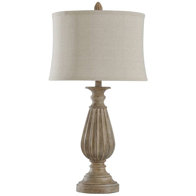 StyleCraft Poly Brown with Black Tint Table Lamp - Beige Shade - Brown with Black Tint