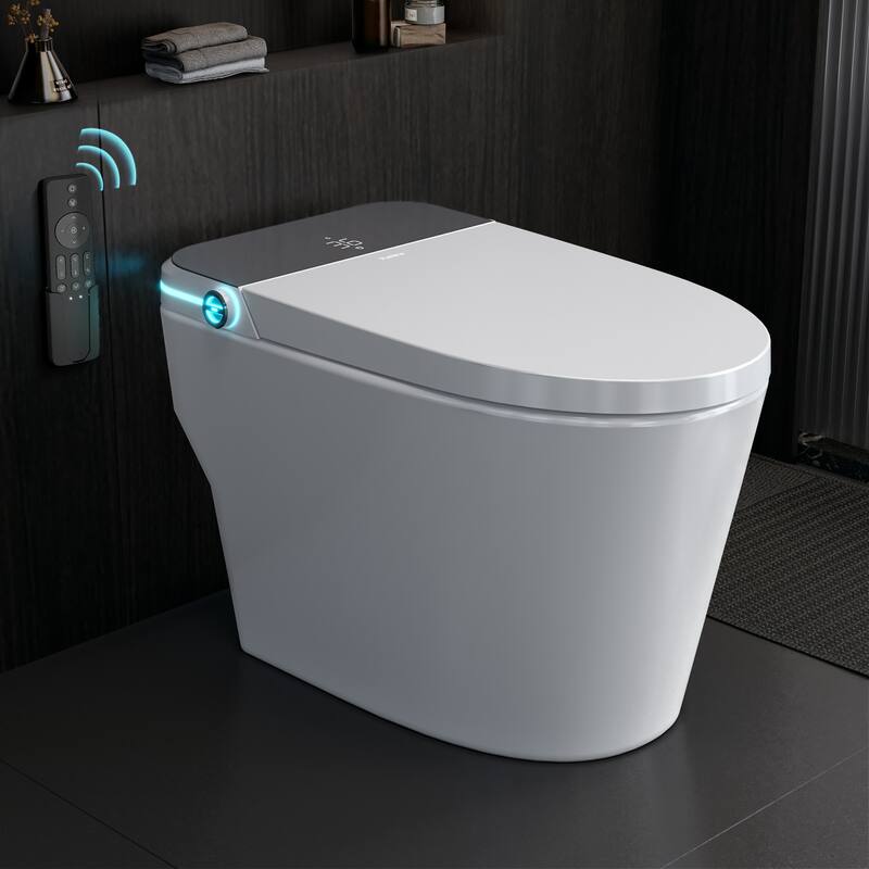 Yulika Elongated Smart Toilet Bidet Toilet with Heated Seat Bidet Seats Auto Open Auto Flush