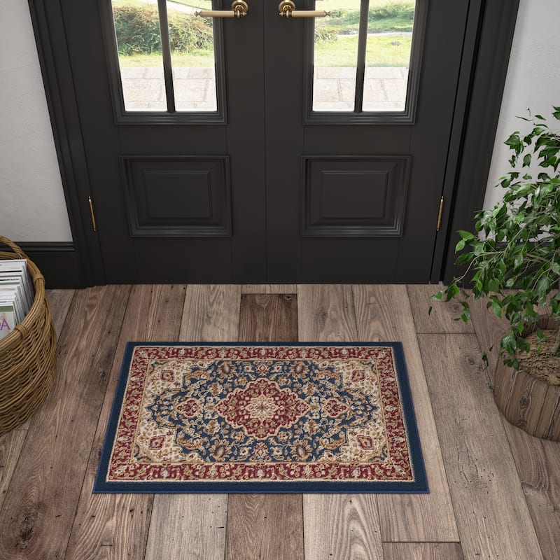 Soho Traditional Floral Indoor Area Rug - 2' x 3' - Navy