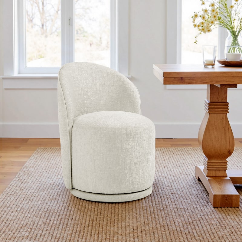 23" W Upholstered Swivel Side Chair for Dining Room, Balcony, Parlour - Light Sand-Chenille
