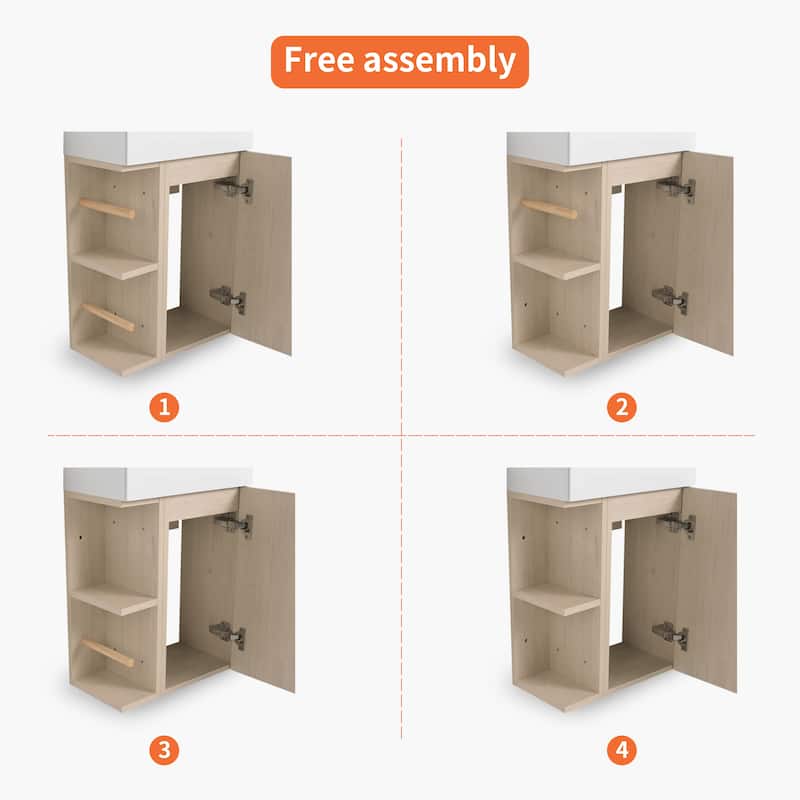 BNK 16/18 Inch Single Sink Bathroom Vanity with Soft Close Door