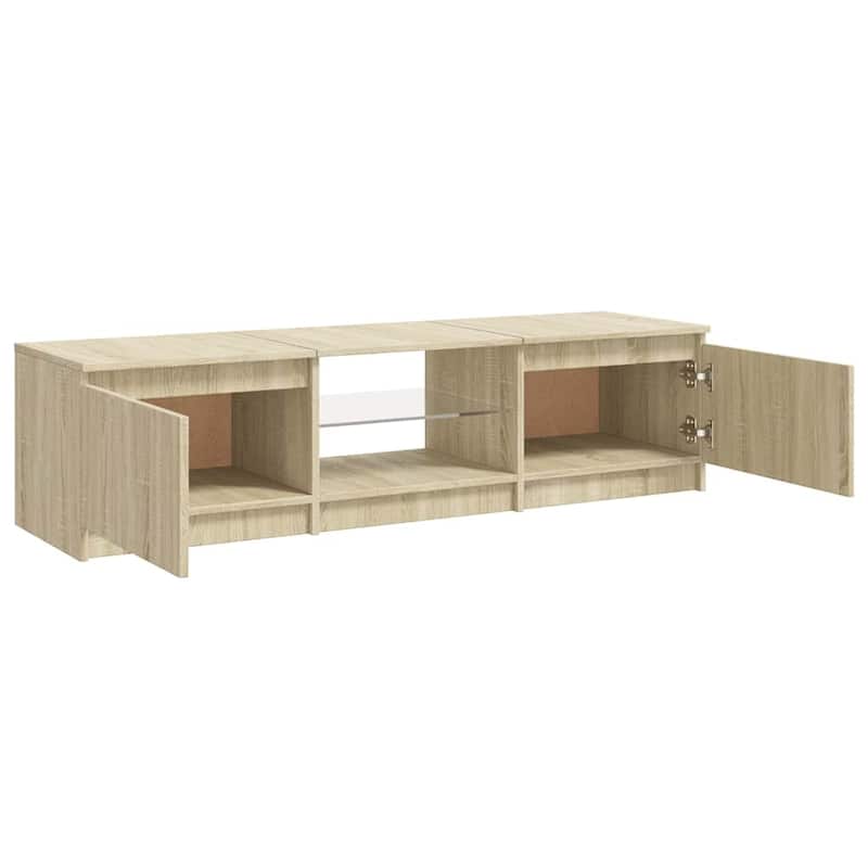 vidaXL TV Cabinet with LED Lights Sonoma Oak 55.1x15.7x14.2" - 55.1" x 16" x 14"
