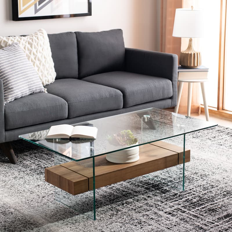 SAFAVIEH Kayley Modern Glass Coffee Table - 43.3" x 23.6" x 16.5"