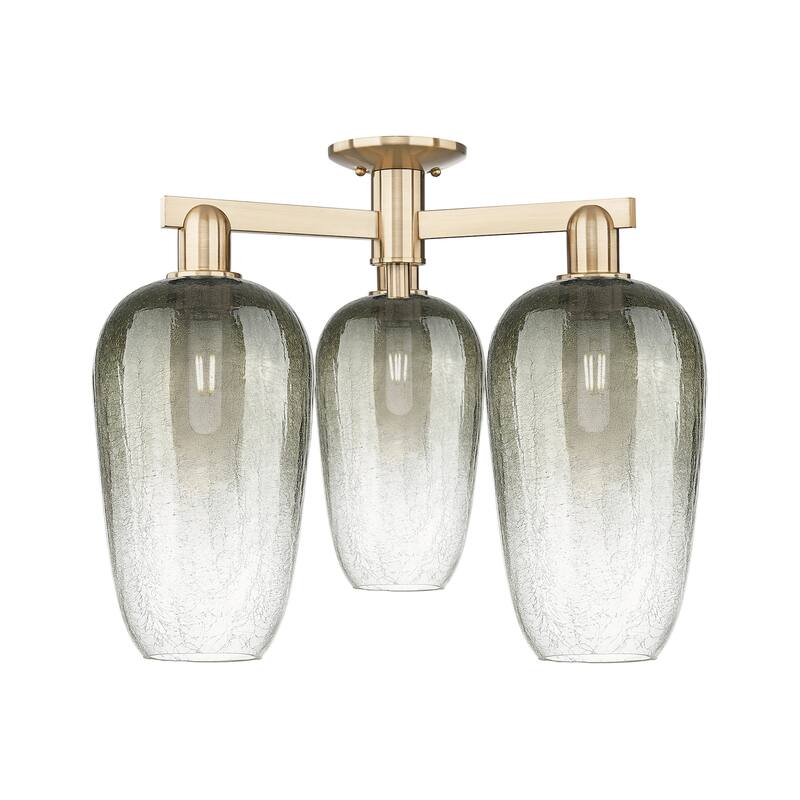 Innovations Lighting 716-3F-17-25 Brookhaven Flute Semi-Flush - Champagne Bronze / Slate