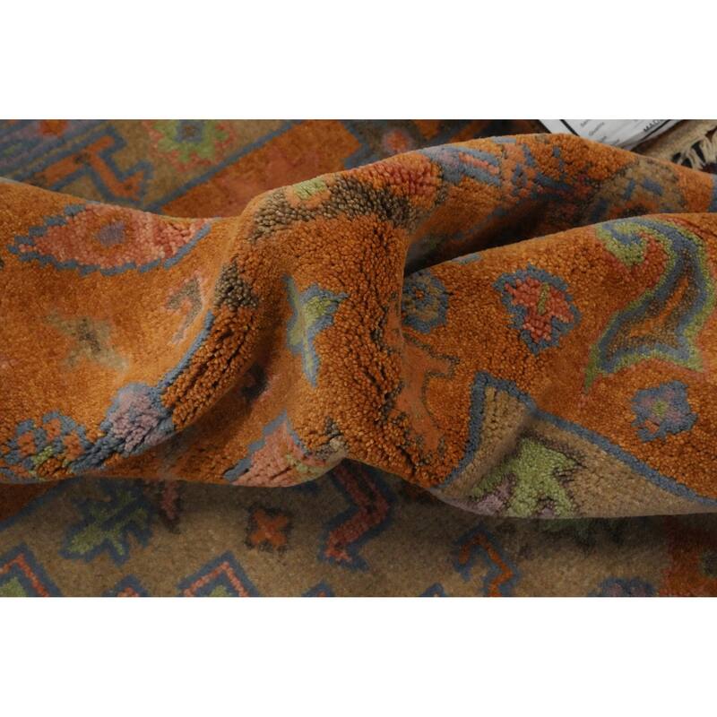 Hand Knotted Oriental 100% Wool Carpet Traditional Tribal Oranges & Rust Heriz (serapi) Area Rug - 10' 1'' X 8' 1''