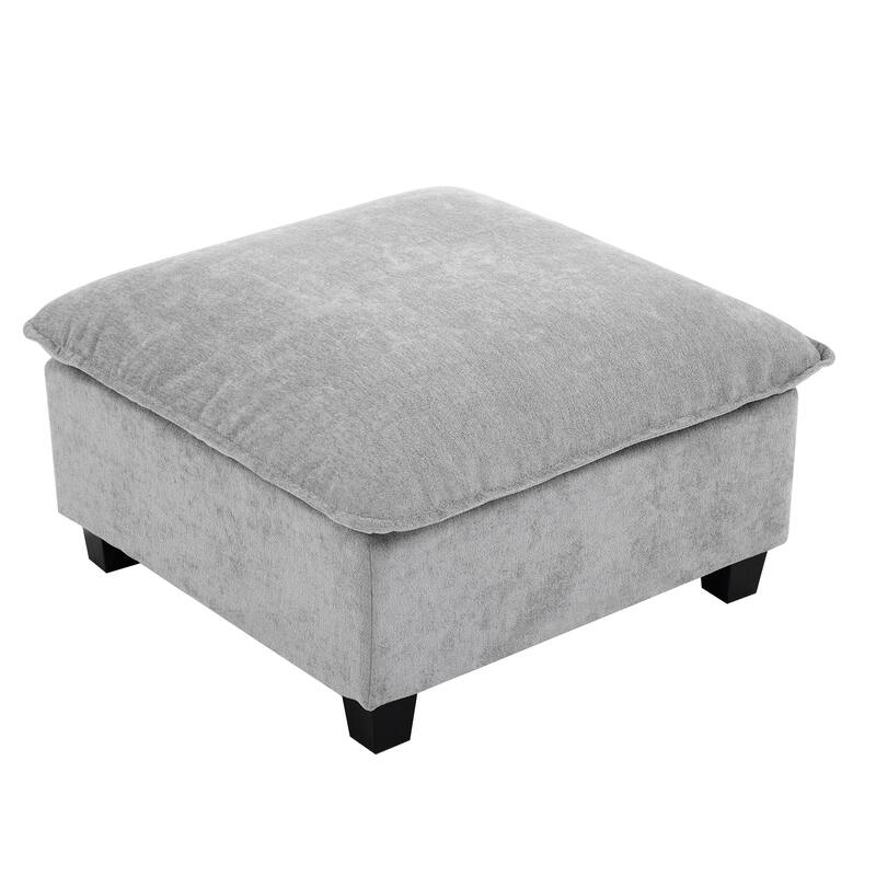 U-Shaped Chenille Sectional Sofa Set Modular Couch w/ Coffee Table