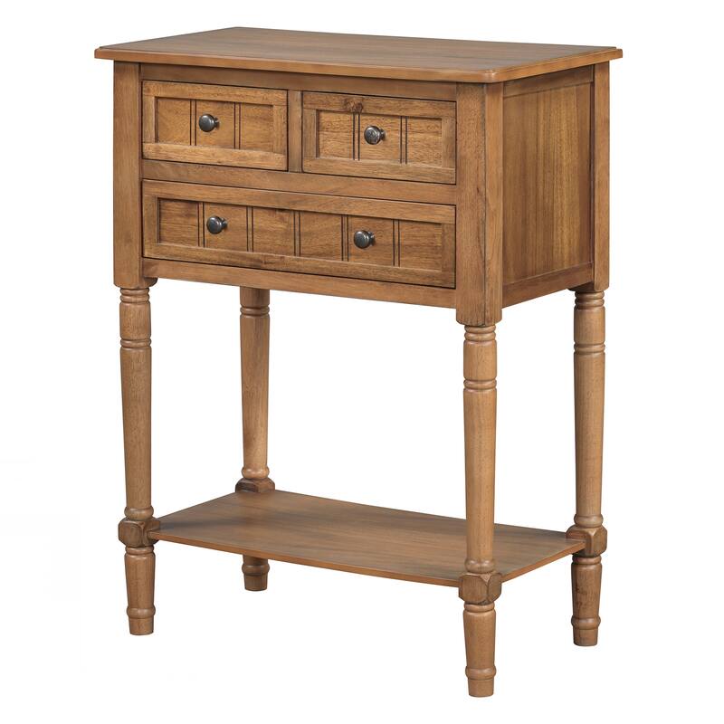 Narrow Console Table, Slim Sofa Table with Three Storage Drawers and Bottom Shelf