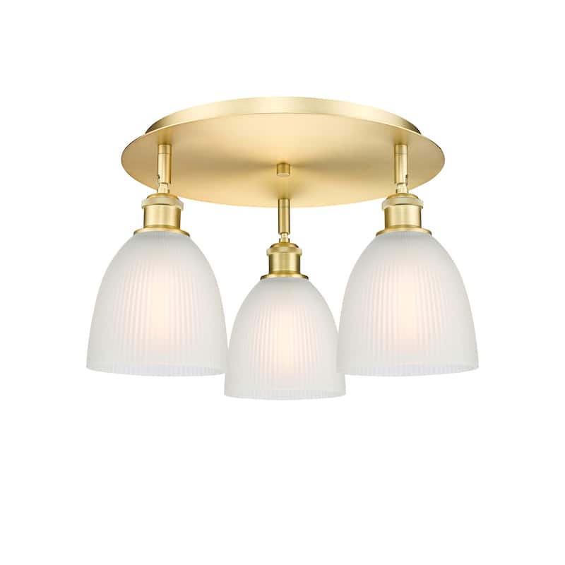 Innovations Lighting Castile - 3 Light 18" Flush Mount - Satin Gold/White