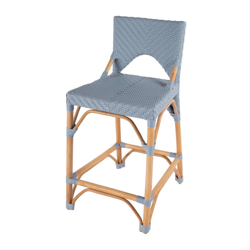 Creanly 25.25"H Seat Rattan Counter Stool with Back