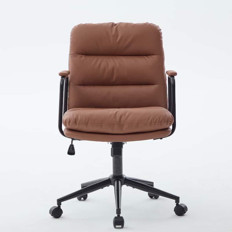Anmytek Ergonomic Swivel Rolling Office Desk Chair 40 Degree Recline Mid Back PU Leather