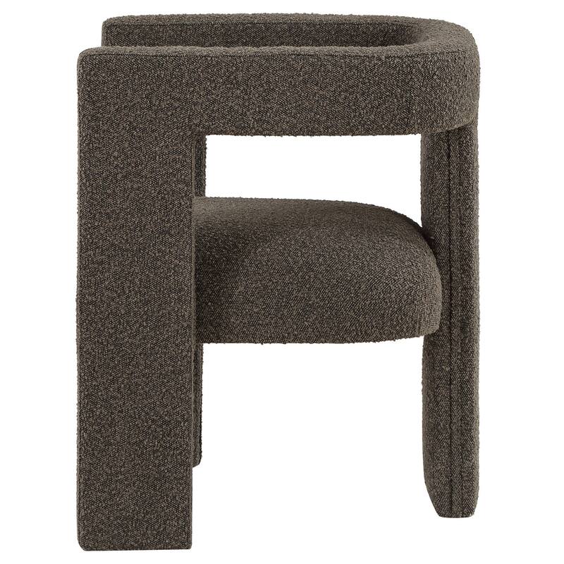 Hellen Accent Side Chair, Fully Upholstered Chocolate Brown Boucle Fabric
