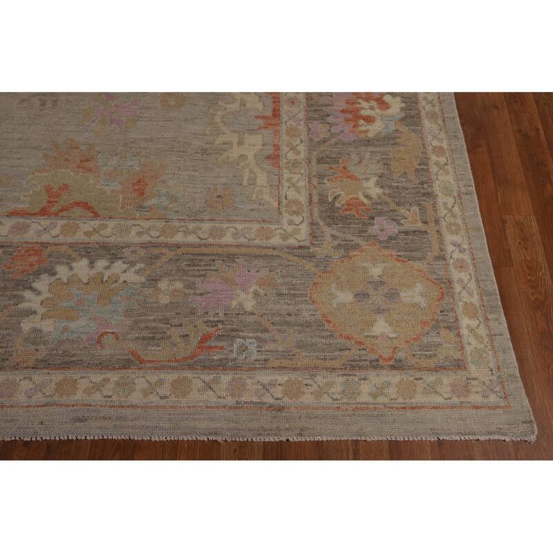 Transitional Vegetable Dye Oushak Turkish Rug Handmade Wool Carpet - 8'10"x 12'3"