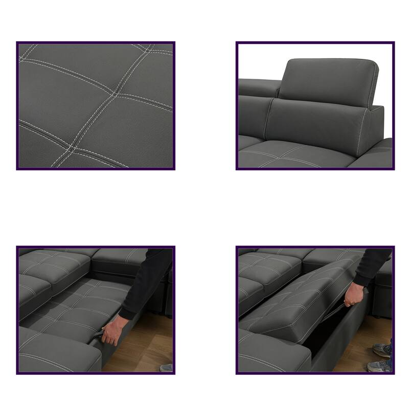 128"Sofa U Shaped Sectional Couch with Ottoman
