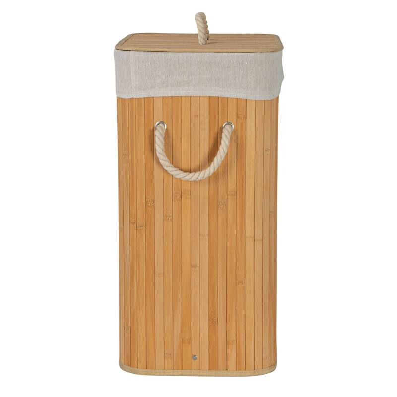 Household Essentials Bamboo Laundry Hamper with Handles and Removable Laundry Bag