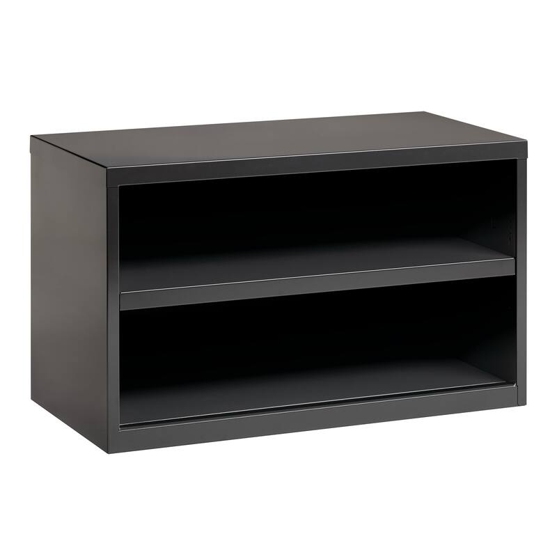 Hirsh 36" Wide Office Credenza, Open Cabinet with Shelf, Black
