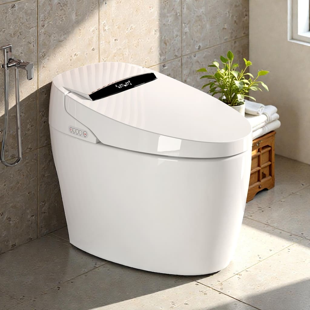 Smart Toilet with Heated Bidet Seat. Auto Open Close. Siphonic Flush. Warm Water. Dryer. Remote Control